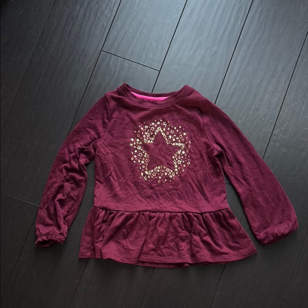 Cat & Jack Purple Long Sleeve Tee with Peplum Ruffle